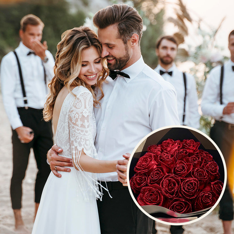 RoseGlow Glitter Artificial Rose Bouquet