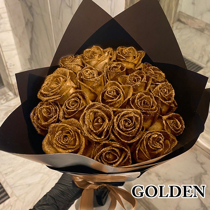 RoseGlow Glitter Artificial Rose Bouquet