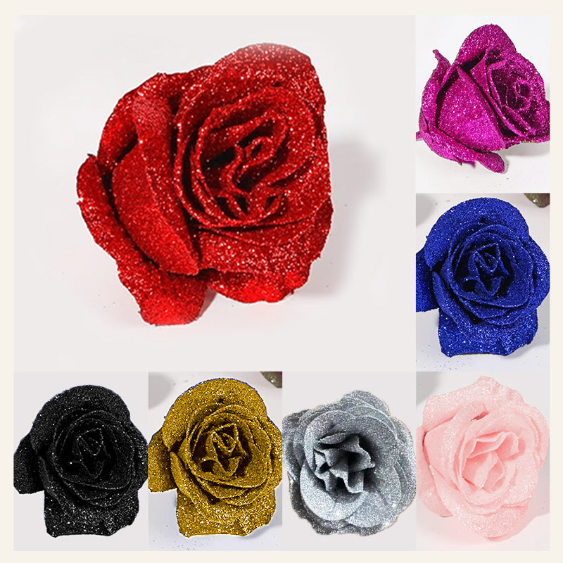 RoseGlow Glitter Artificial Rose Bouquet