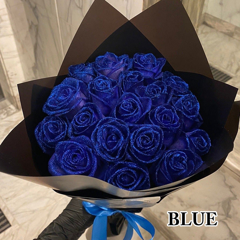 RoseGlow Glitter Artificial Rose Bouquet