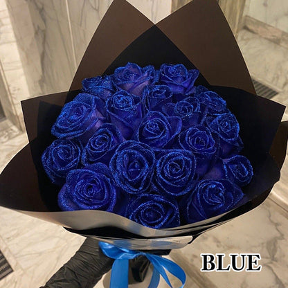 RoseGlow Glitter Artificial Rose Bouquet