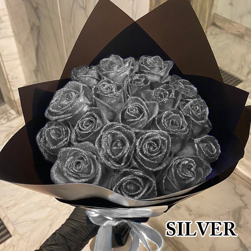 RoseGlow Glitter Artificial Rose Bouquet