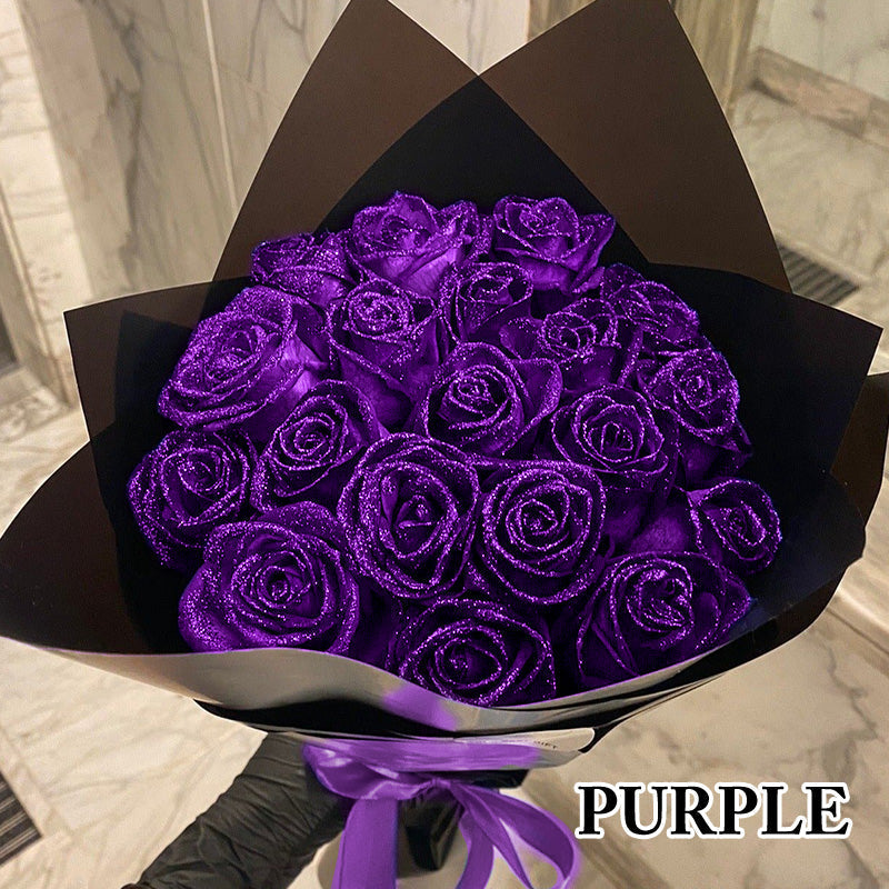 RoseGlow Glitter Artificial Rose Bouquet
