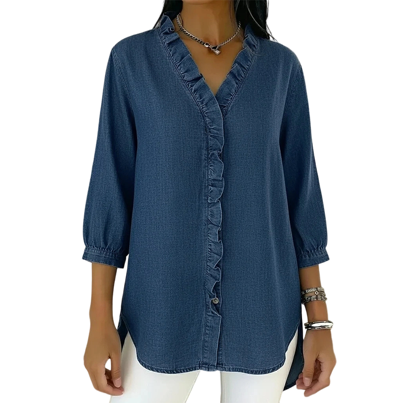 Ruffle V Neck Blouse