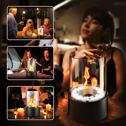Portable Glass & Metal Table Fireplace