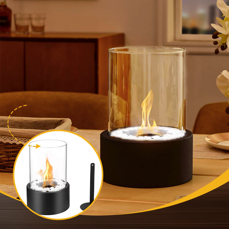 Portable Glass & Metal Table Fireplace