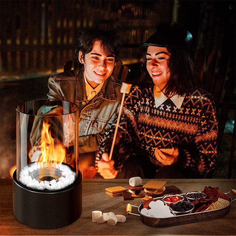 Portable Glass & Metal Table Fireplace