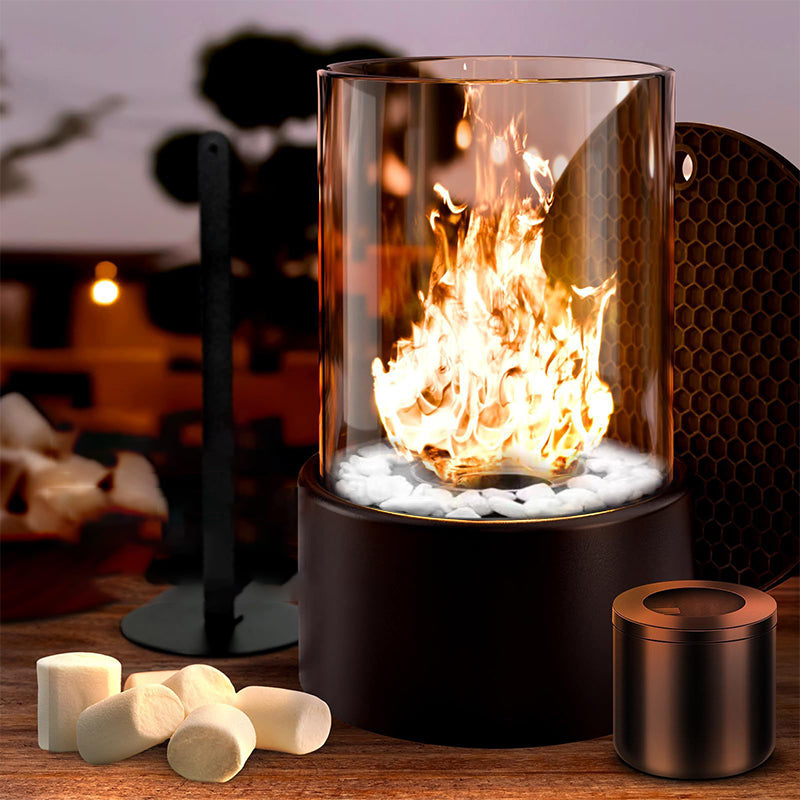Portable Glass & Metal Table Fireplace
