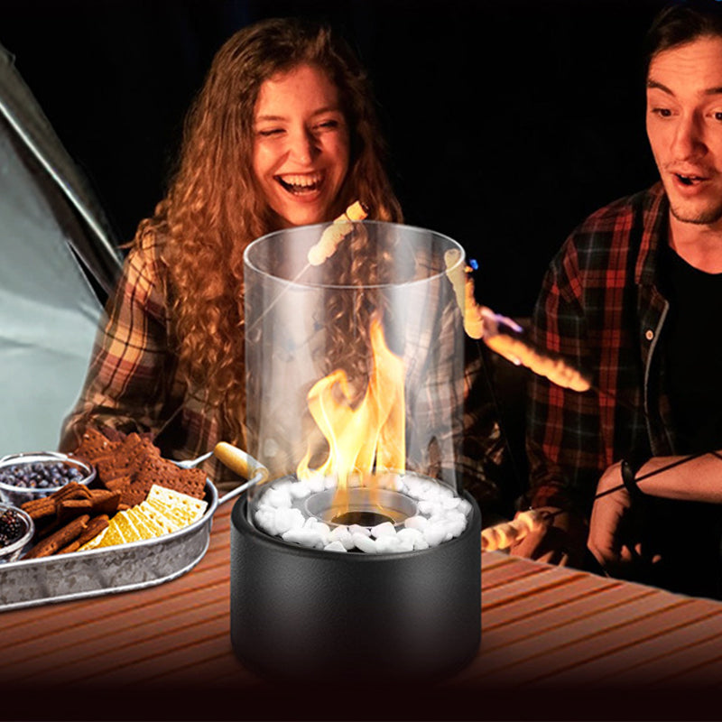 Portable Glass & Metal Table Fireplace