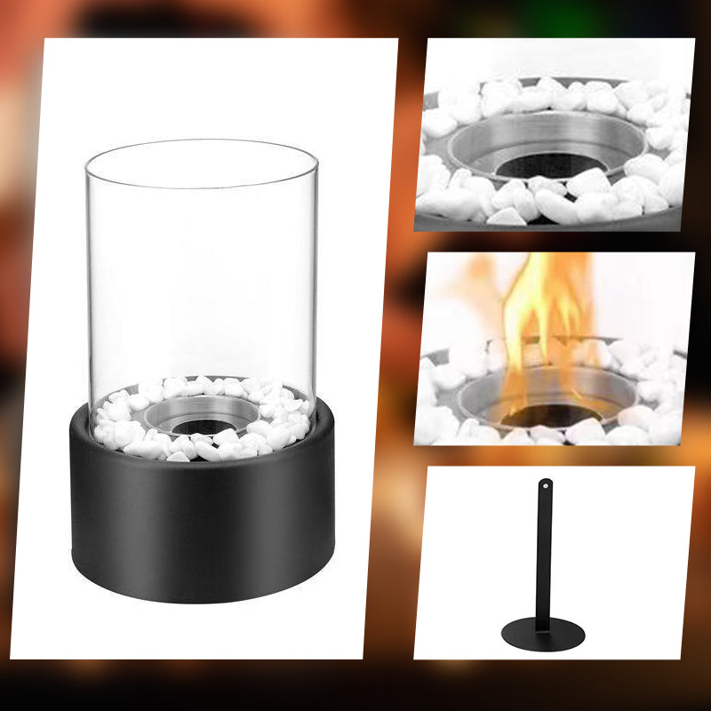 Portable Glass & Metal Table Fireplace
