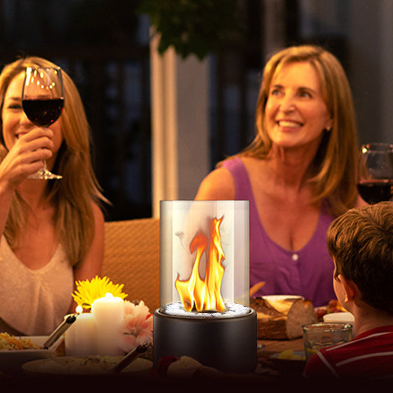 Portable Glass & Metal Table Fireplace