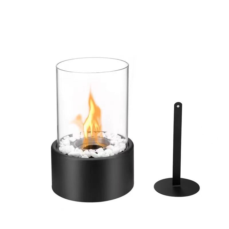 Portable Glass & Metal Table Fireplace