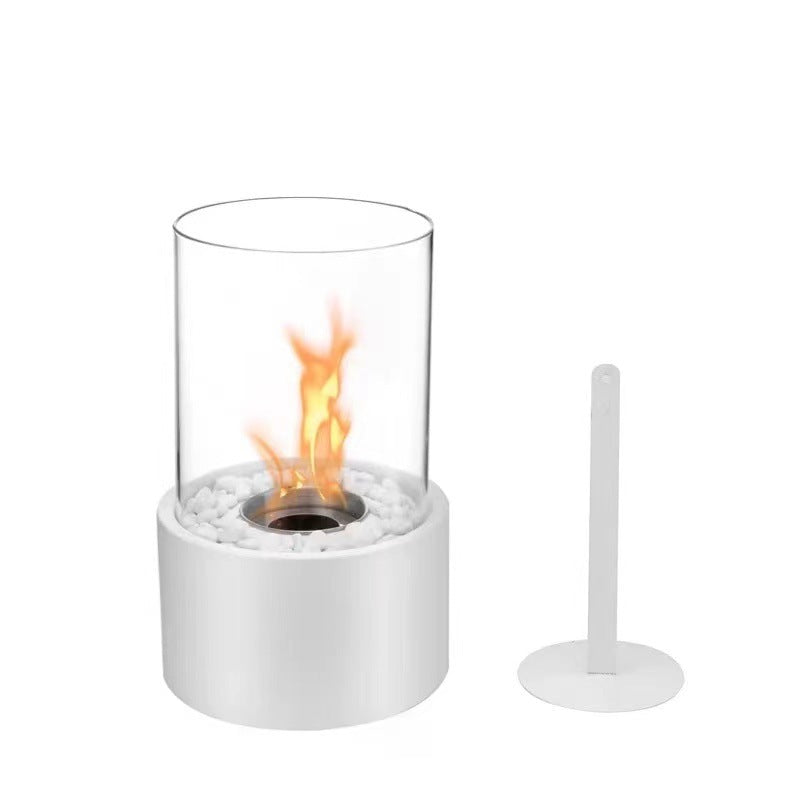 Portable Glass & Metal Table Fireplace