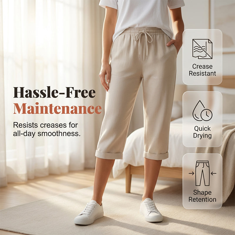 Women's Casual Cotton Linen Capris