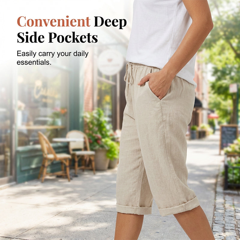 Women's Casual Cotton Linen Capris