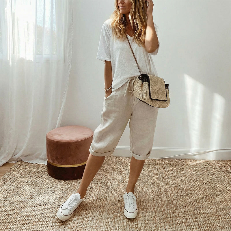 Women's Casual Cotton Linen Capris
