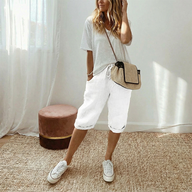 Women's Casual Cotton Linen Capris