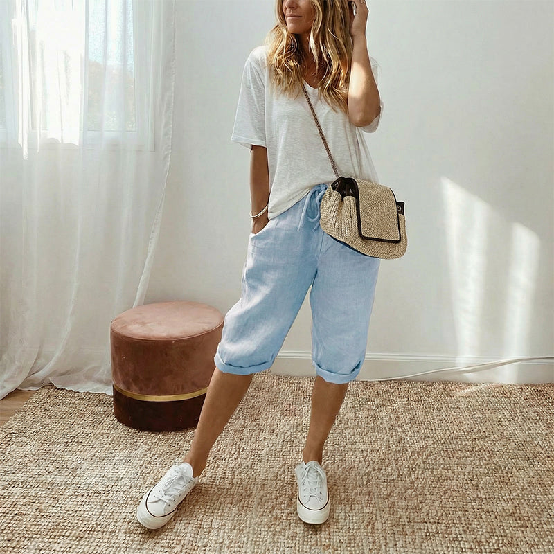 Women's Casual Cotton Linen Capris