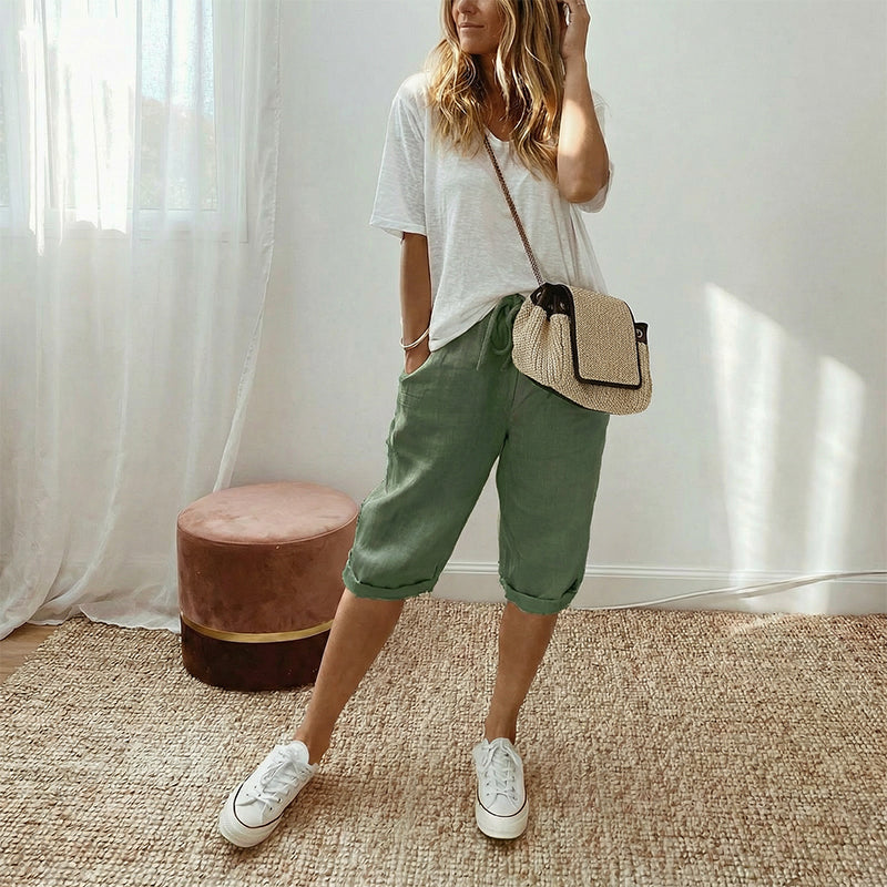 Women's Casual Cotton Linen Capris