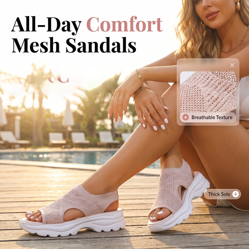 Breathable Mesh Platform Sandals
