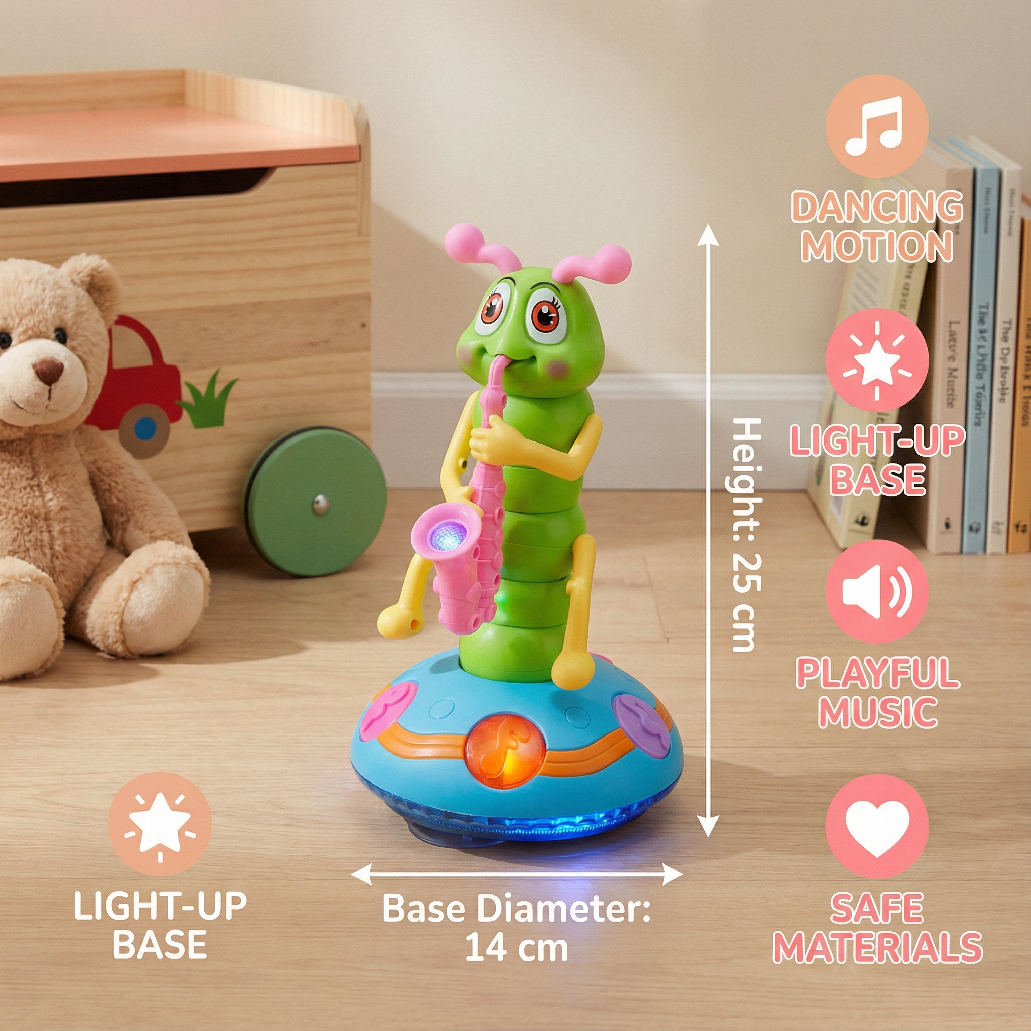 Dancing Saxophone Caterpillar Pet Toy
