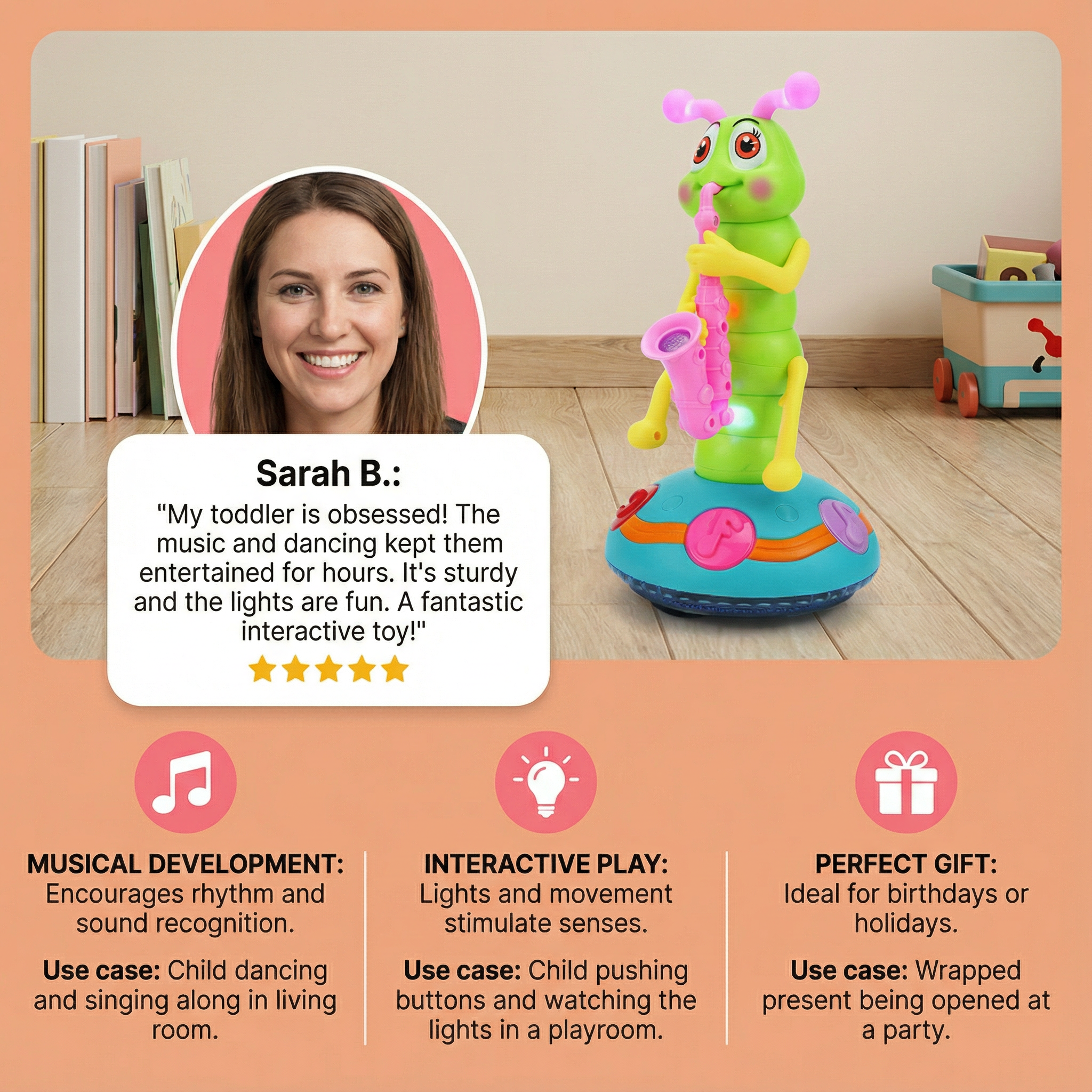 Dancing Saxophone Caterpillar Pet Toy